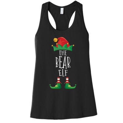 Bear Elf Funny Family Matching Group Christmas Party Elf Women's Racerback Tank