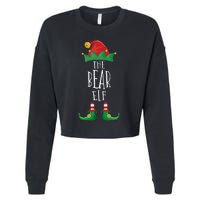 Bear Elf Funny Family Matching Group Christmas Party Elf Cropped Pullover Crew