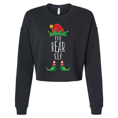 Bear Elf Funny Family Matching Group Christmas Party Elf Cropped Pullover Crew