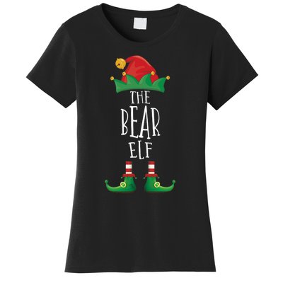 Bear Elf Funny Family Matching Group Christmas Party Elf Women's T-Shirt