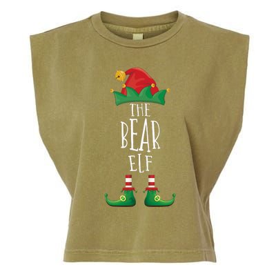 Bear Elf Funny Family Matching Group Christmas Party Elf Garment-Dyed Women's Muscle Tee