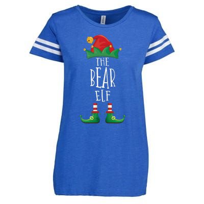 Bear Elf Funny Family Matching Group Christmas Party Elf Enza Ladies Jersey Football T-Shirt