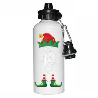 Bear Elf Funny Family Matching Group Christmas Party Elf Aluminum Water Bottle