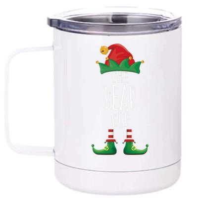 Bear Elf Funny Family Matching Group Christmas Party Elf 12 oz Stainless Steel Tumbler Cup