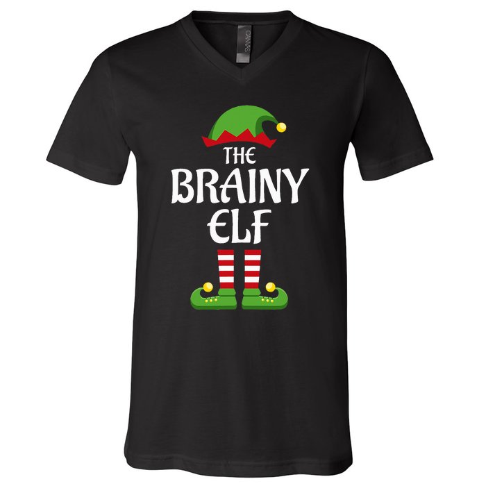 Brainy Elf Family Matching Group Christmas Smart V-Neck T-Shirt