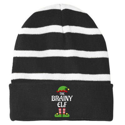 Brainy Elf Family Matching Group Christmas Smart Striped Beanie with Solid Band