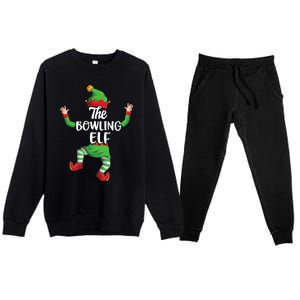 Bowling Elf Family Matching Christmas Pajamas Pjs Xmas Premium Crewneck Sweatsuit Set