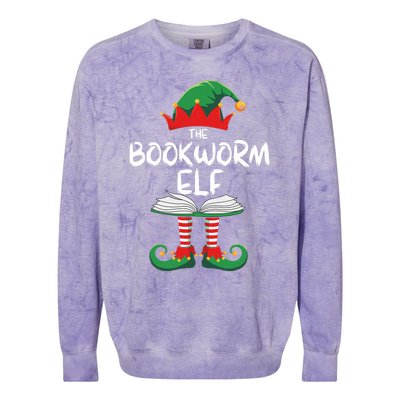 Bookworm Elf Family Matching Group Christmas Reading Colorblast Crewneck Sweatshirt