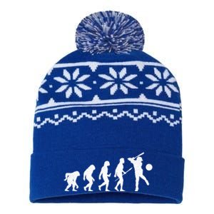 Baseball Evolution Funny Sport Humor Gift USA-Made Snowflake Beanie