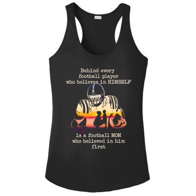 Behind Every Football Player Is A Football Mom Proud Parent Gift Ladies PosiCharge Competitor Racerback Tank