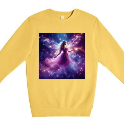 Beautiful Enchanted Fairy Sparkling With Magical Purple Mist Premium Crewneck Sweatshirt