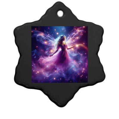 Beautiful Enchanted Fairy Sparkling With Magical Purple Mist Ceramic Star Ornament