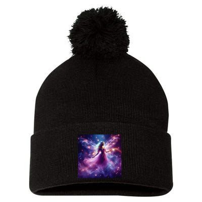 Beautiful Enchanted Fairy Sparkling With Magical Purple Mist Pom Pom 12in Knit Beanie