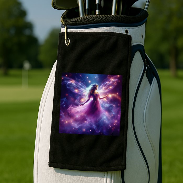 Beautiful Enchanted Fairy Sparkling With Magical Purple Mist Golf Towel