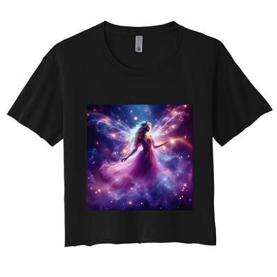 Beautiful Enchanted Fairy Sparkling With Magical Purple Mist Crop Top
