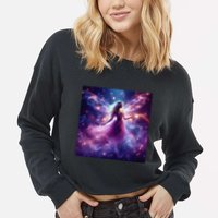 Beautiful Enchanted Fairy Sparkling With Magical Purple Mist Cropped Pullover Crew