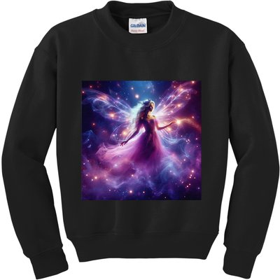 Beautiful Enchanted Fairy Sparkling With Magical Purple Mist Kids Sweatshirt