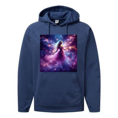 Beautiful Enchanted Fairy Sparkling With Magical Purple Mist Performance Fleece Hoodie