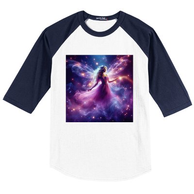 Beautiful Enchanted Fairy Sparkling With Magical Purple Mist Baseball Sleeve Shirt