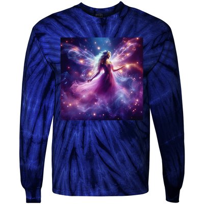 Beautiful Enchanted Fairy Sparkling With Magical Purple Mist Tie-Dye Long Sleeve Shirt