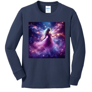 Beautiful Enchanted Fairy Sparkling With Magical Purple Mist Kids Long Sleeve Shirt