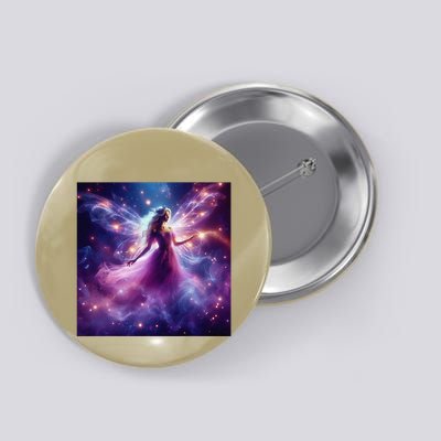 Beautiful Enchanted Fairy Sparkling With Magical Purple Mist Button