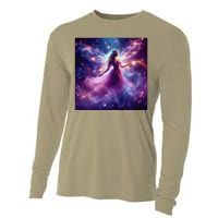 Beautiful Enchanted Fairy Sparkling With Magical Purple Mist Cooling Performance Long Sleeve Crew