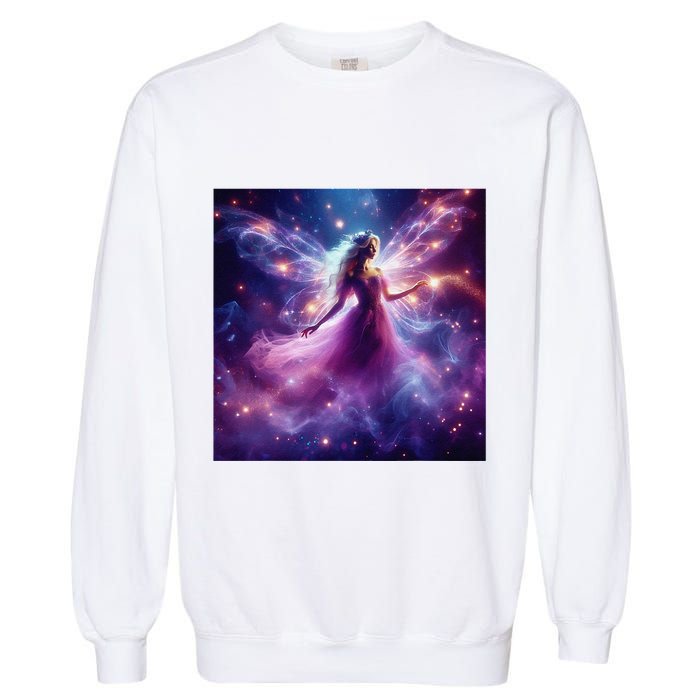 Beautiful Enchanted Fairy Sparkling With Magical Purple Mist Garment-Dyed Sweatshirt