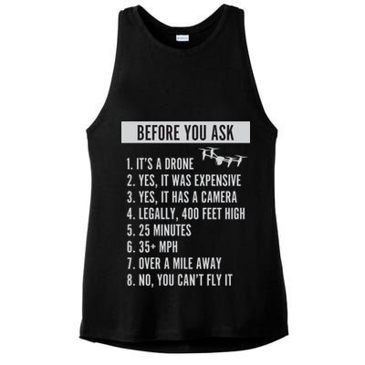Before You Ask Drone Funny Drone Ladies PosiCharge Tri-Blend Wicking Tank