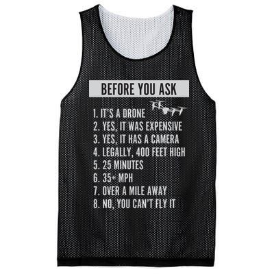 Before You Ask Drone Funny Drone Mesh Reversible Basketball Jersey Tank