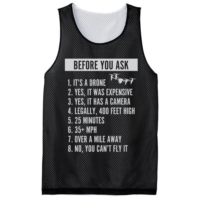 Before You Ask Drone Funny Drone Mesh Reversible Basketball Jersey Tank