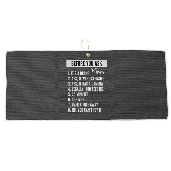 Before You Ask Drone Funny Drone Large Microfiber Waffle Golf Towel