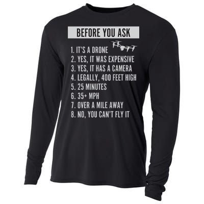 Before You Ask Drone Funny Drone Cooling Performance Long Sleeve Crew