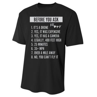 Before You Ask Drone Funny Drone Performance Sprint T-Shirt