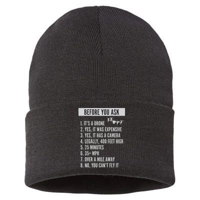 Before You Ask Drone Funny Drone Sustainable Knit Beanie