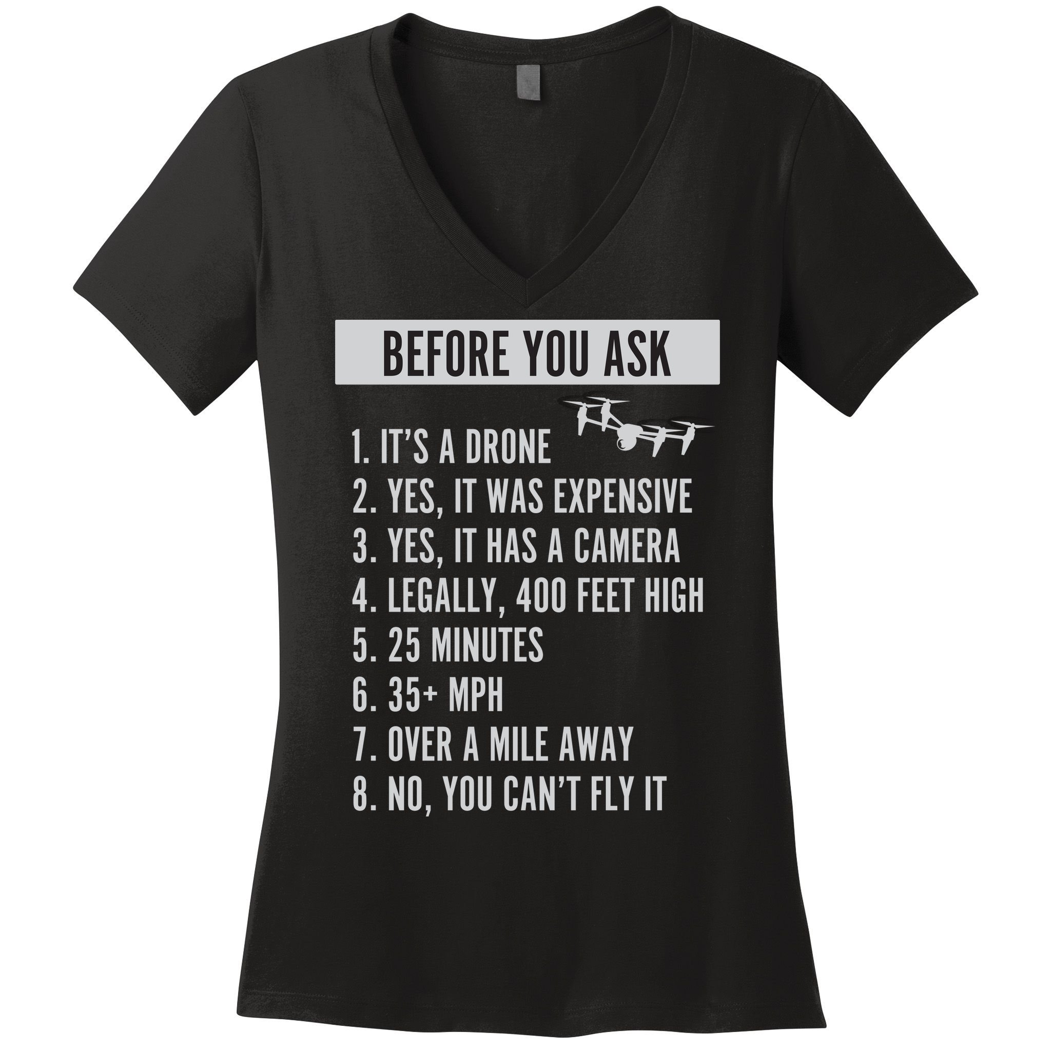 Before You Ask Drone Funny Drone Women's V-Neck T-Shirt