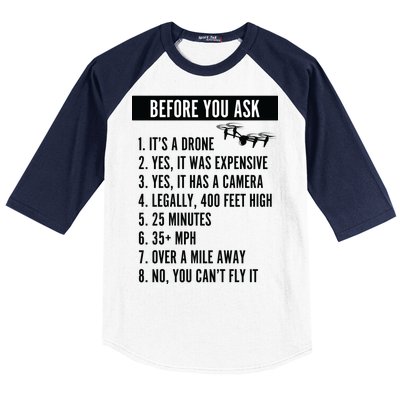 Before You Ask Drone Funny Drone Baseball Sleeve Shirt