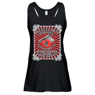 Before You Break Into My House Get Right With Jesus Ladies Essential Flowy Tank