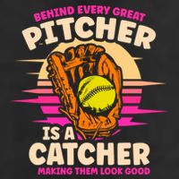 Behind Every Great Pitcher Is Catcher Making Them Look Good Gift 7 Panel Mesh Trucker Snapback Hat