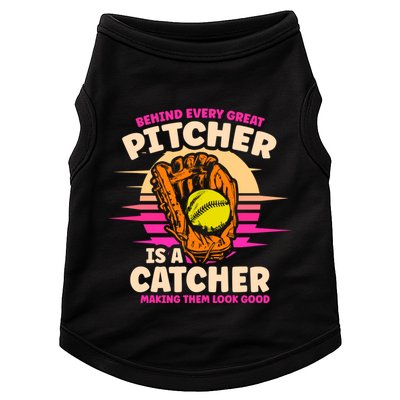 Behind Every Great Pitcher Is Catcher Making Them Look Good Gift Doggie Tank
