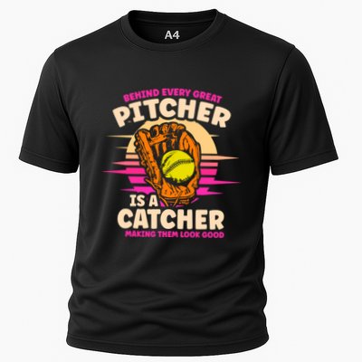 Behind Every Great Pitcher Is Catcher Making Them Look Good Gift Performance Shirt