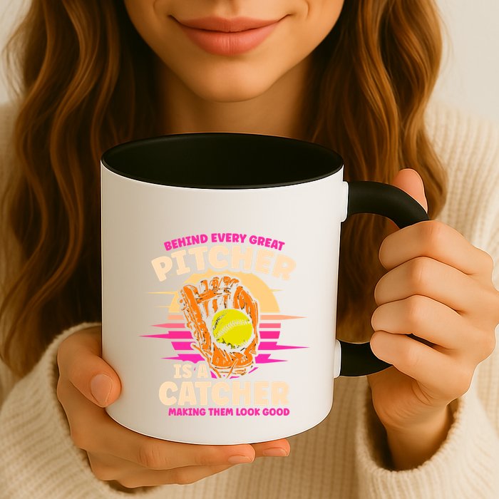 Behind Every Great Pitcher Is Catcher Making Them Look Good Gift Mug