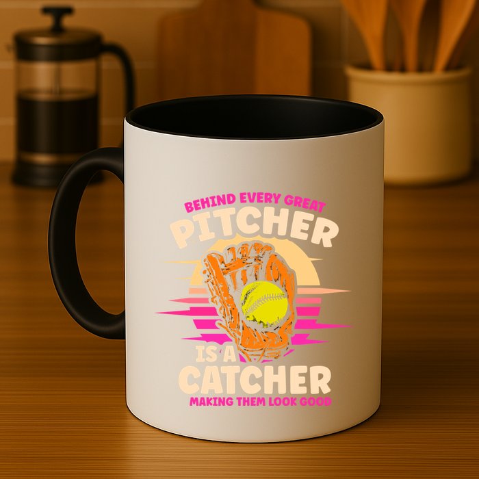 Behind Every Great Pitcher Is Catcher Making Them Look Good Gift Mug