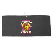 Behind Every Great Pitcher Is Catcher Making Them Look Good Gift Large Microfiber Waffle Golf Towel