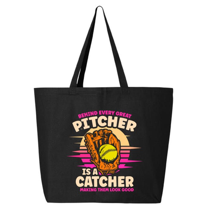 Behind Every Great Pitcher Is Catcher Making Them Look Good Gift 25L Jumbo Tote