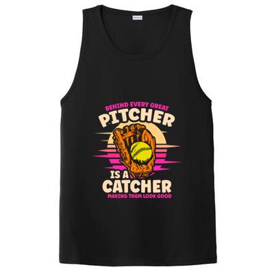 Behind Every Great Pitcher Is Catcher Making Them Look Good Gift PosiCharge Competitor Tank