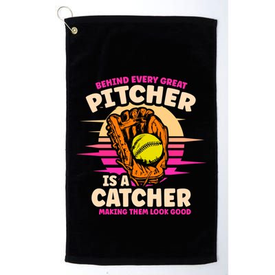 Behind Every Great Pitcher Is Catcher Making Them Look Good Gift Golf Towel