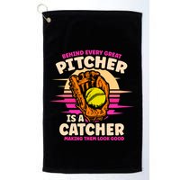 Behind Every Great Pitcher Is Catcher Making Them Look Good Gift Golf Towel