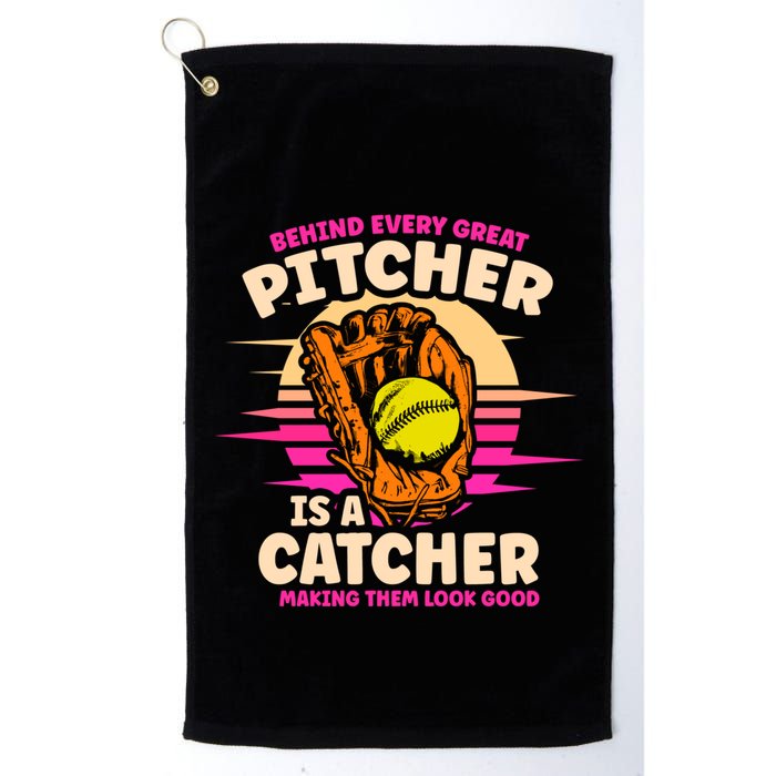Behind Every Great Pitcher Is Catcher Making Them Look Good Gift Golf Towel