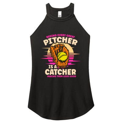 Behind Every Great Pitcher Is Catcher Making Them Look Good Gift Women's Perfect Tri Rocker Tank